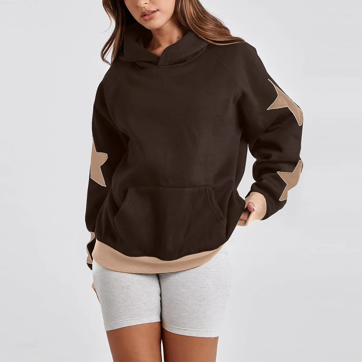 Embroidery Hoodies Women Cute Bowknot Graphic Preppy Pullover for Teen Girl Oversized Long Sleeve Hood Sweatshirt