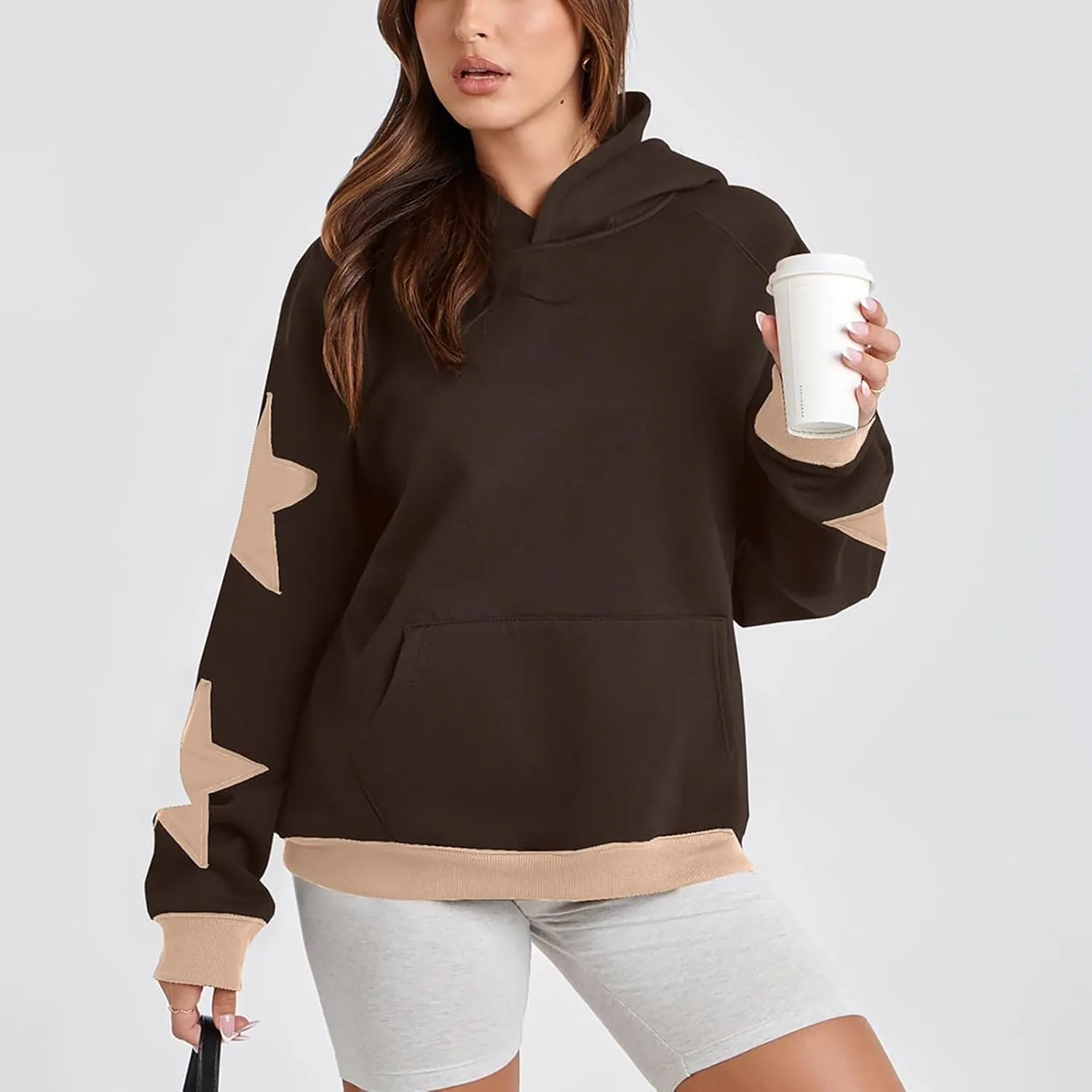 Embroidery Hoodies Women Cute Bowknot Graphic Preppy Pullover for Teen Girl Oversized Long Sleeve Hood Sweatshirt