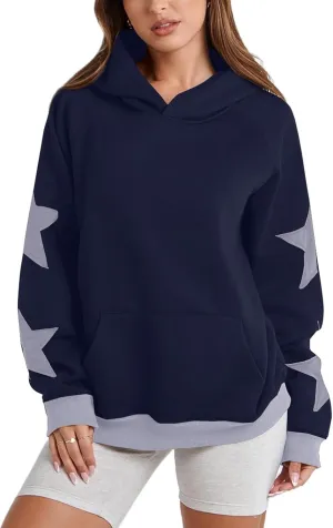 Embroidery Hoodies Women Cute Bowknot Graphic Preppy Pullover for Teen Girl Oversized Long Sleeve Hood Sweatshirt