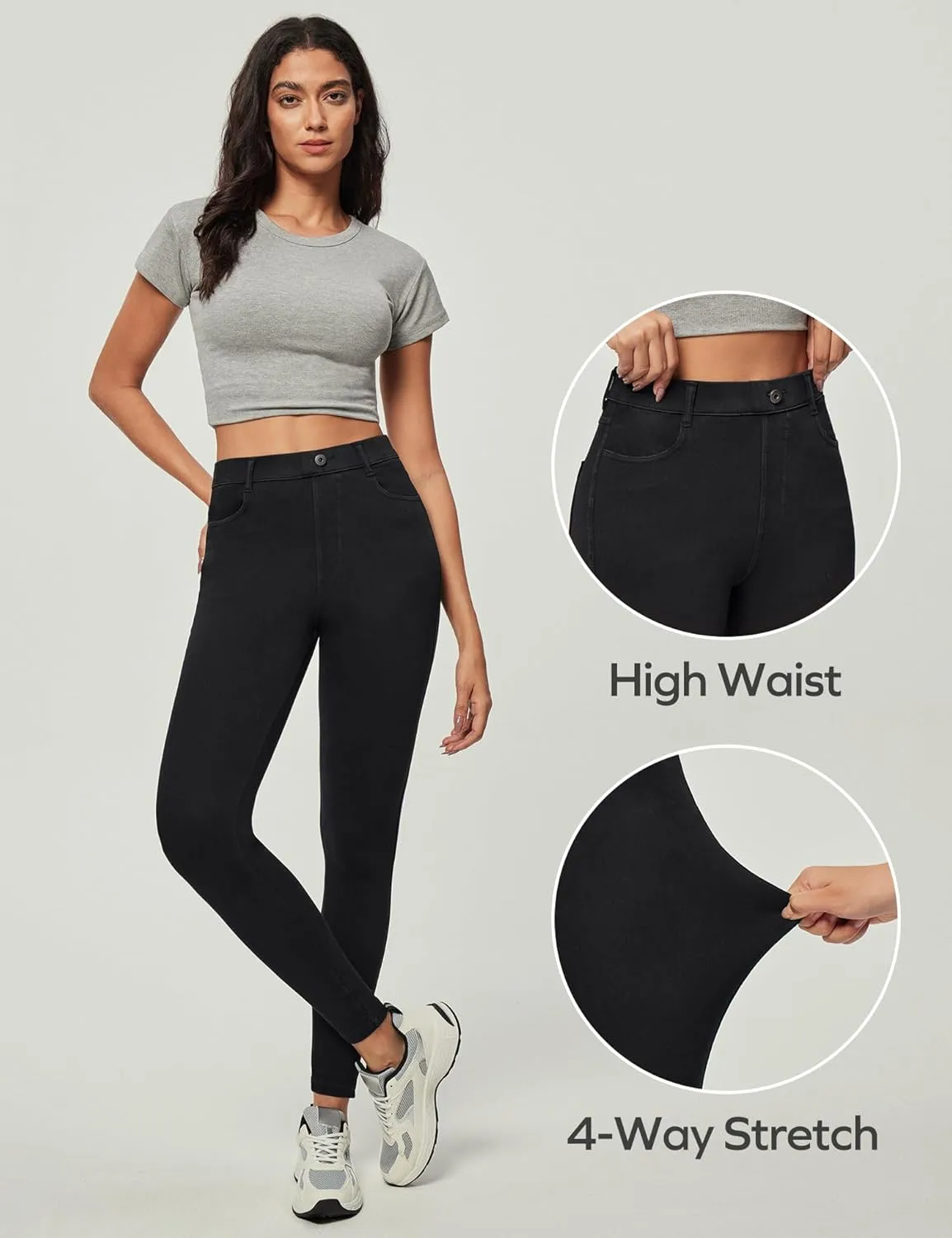 Ewedoos Jeggings for Women Tummy Control Stretchy High Waisted Jeans for Women Pull on Skinny Butt Lifting Jeans Trendy