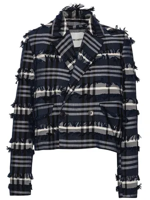 Express Blazer - Navy Black Fringe Checks