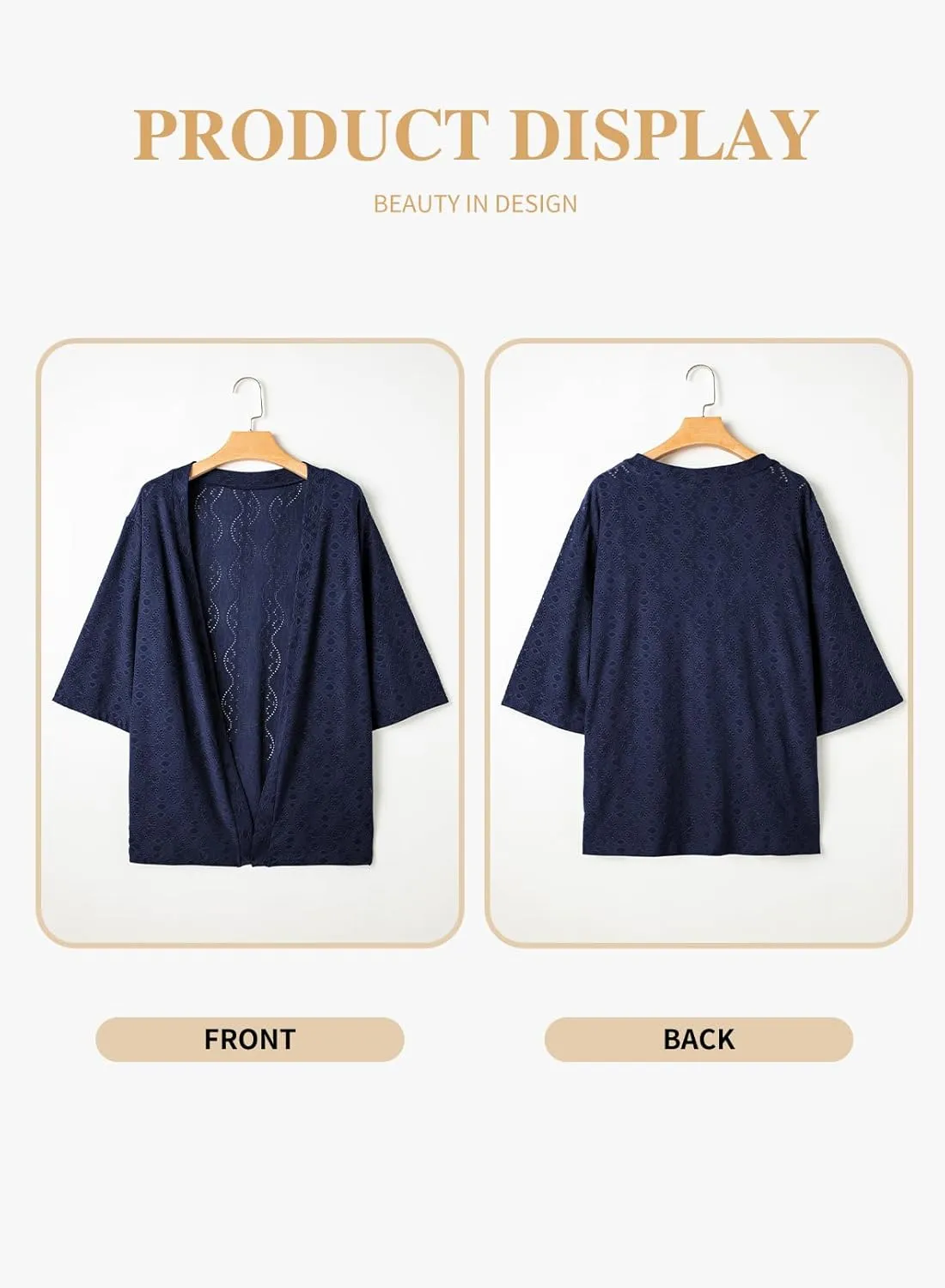 Eytino Plus Size Cardigan for Women Half Sleeve Knitted Jacquard Summer Kimono Cover up Tops(1X-5X)