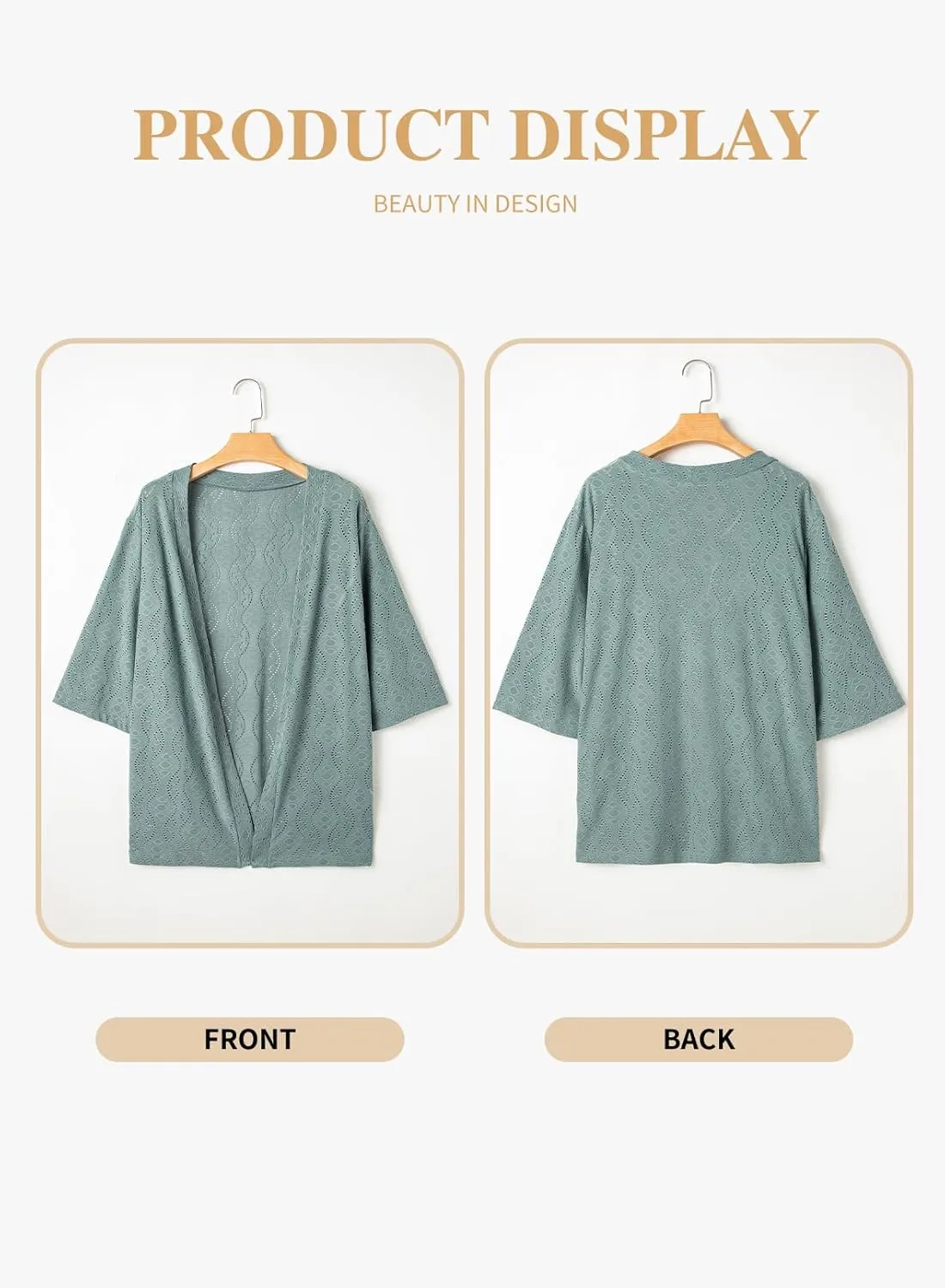 Eytino Plus Size Cardigan for Women Half Sleeve Knitted Jacquard Summer Kimono Cover up Tops(1X-5X)