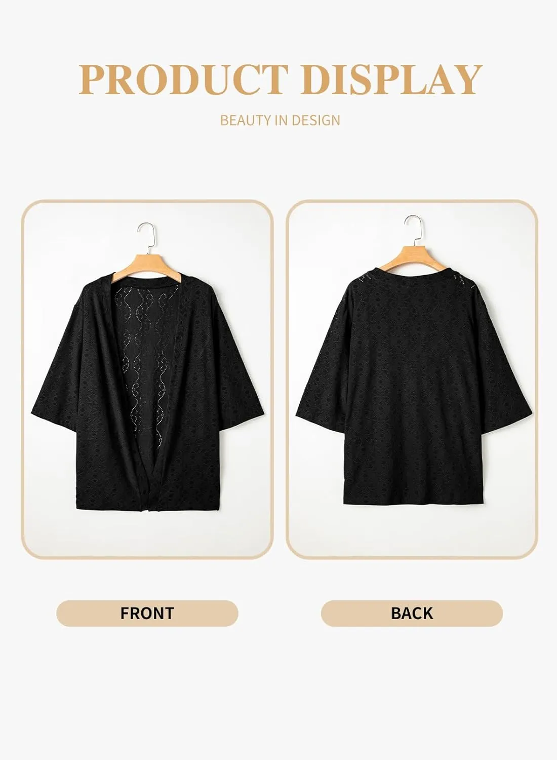Eytino Plus Size Cardigan for Women Half Sleeve Knitted Jacquard Summer Kimono Cover up Tops(1X-5X)