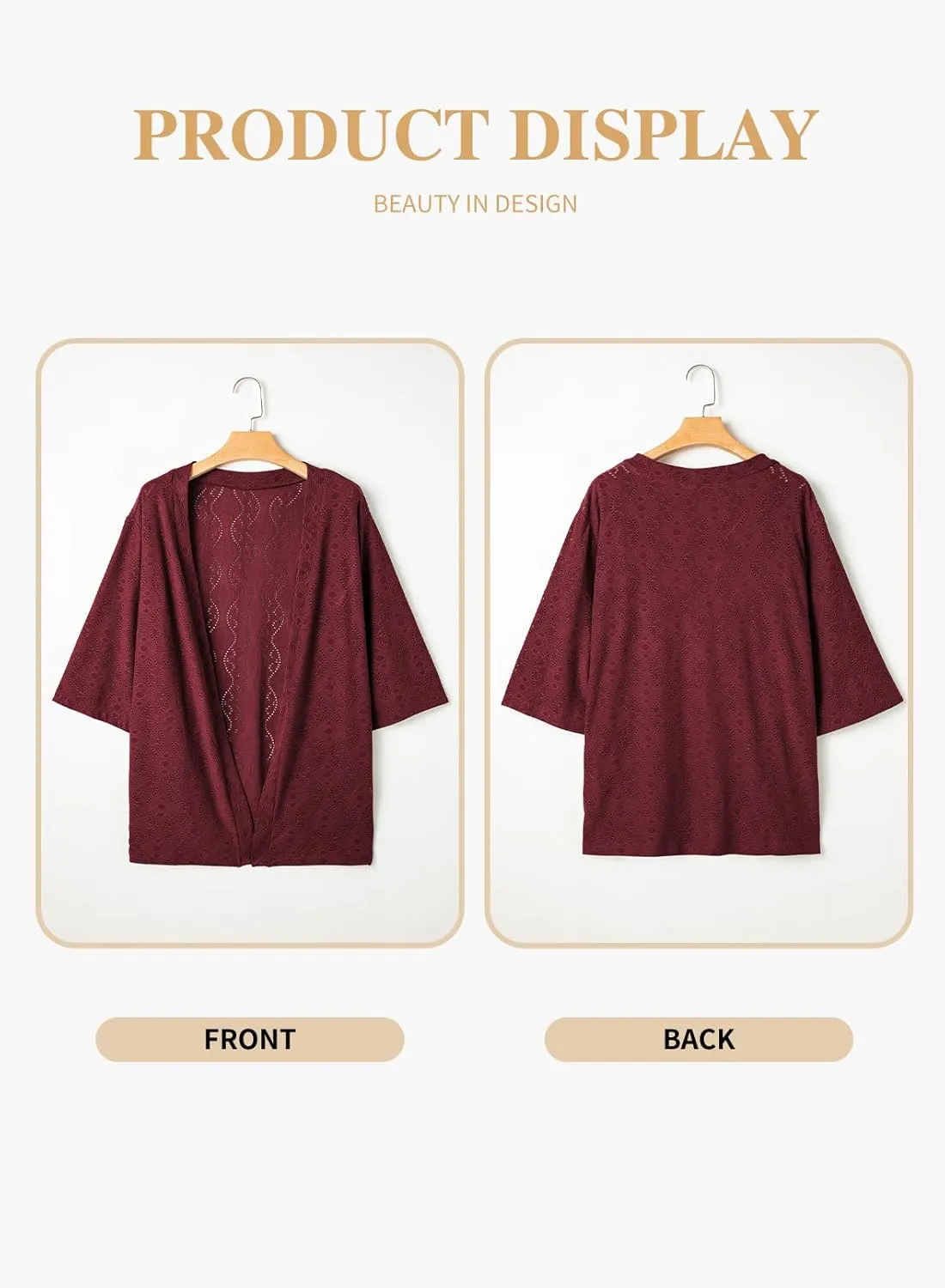 Eytino Plus Size Cardigan for Women Half Sleeve Knitted Jacquard Summer Kimono Cover up Tops(1X-5X)
