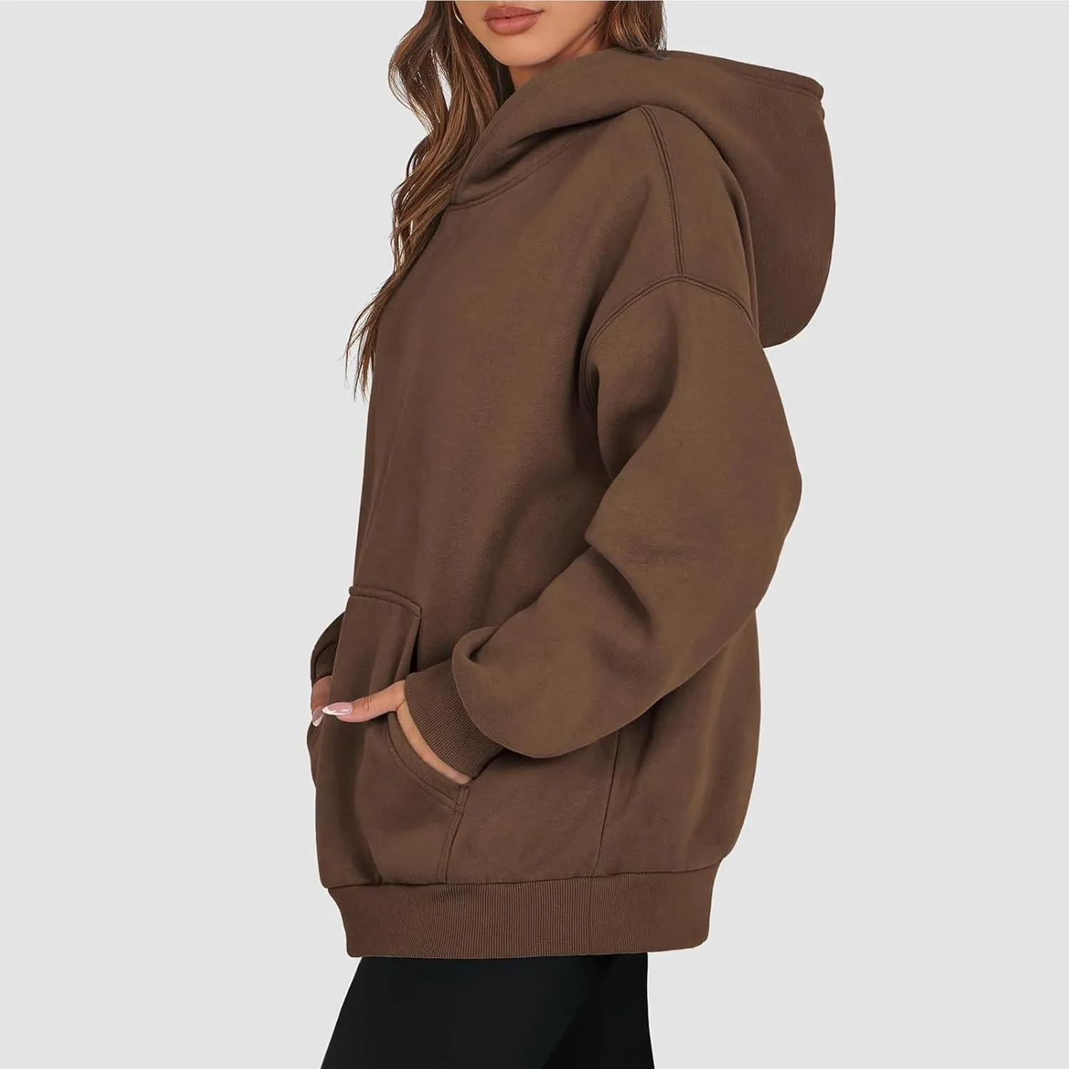 Fleece Hoodie Women Winter Warm Long Sleeve Oversized Hooded Sweatshirt Casual Comfy Soft Pullover Sweaters Preppy