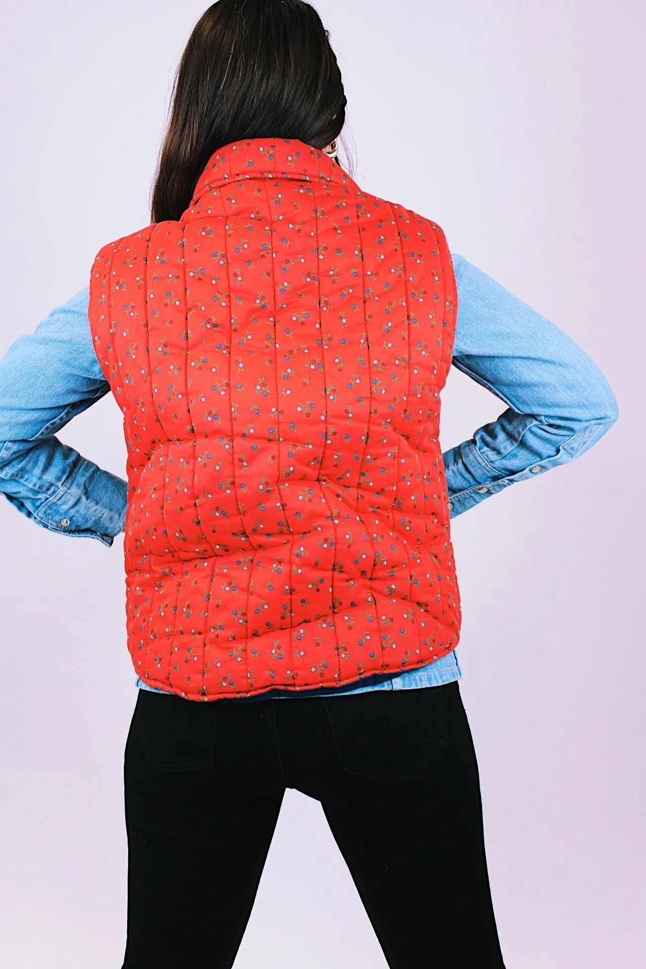 Floral Printed Puffer Vest