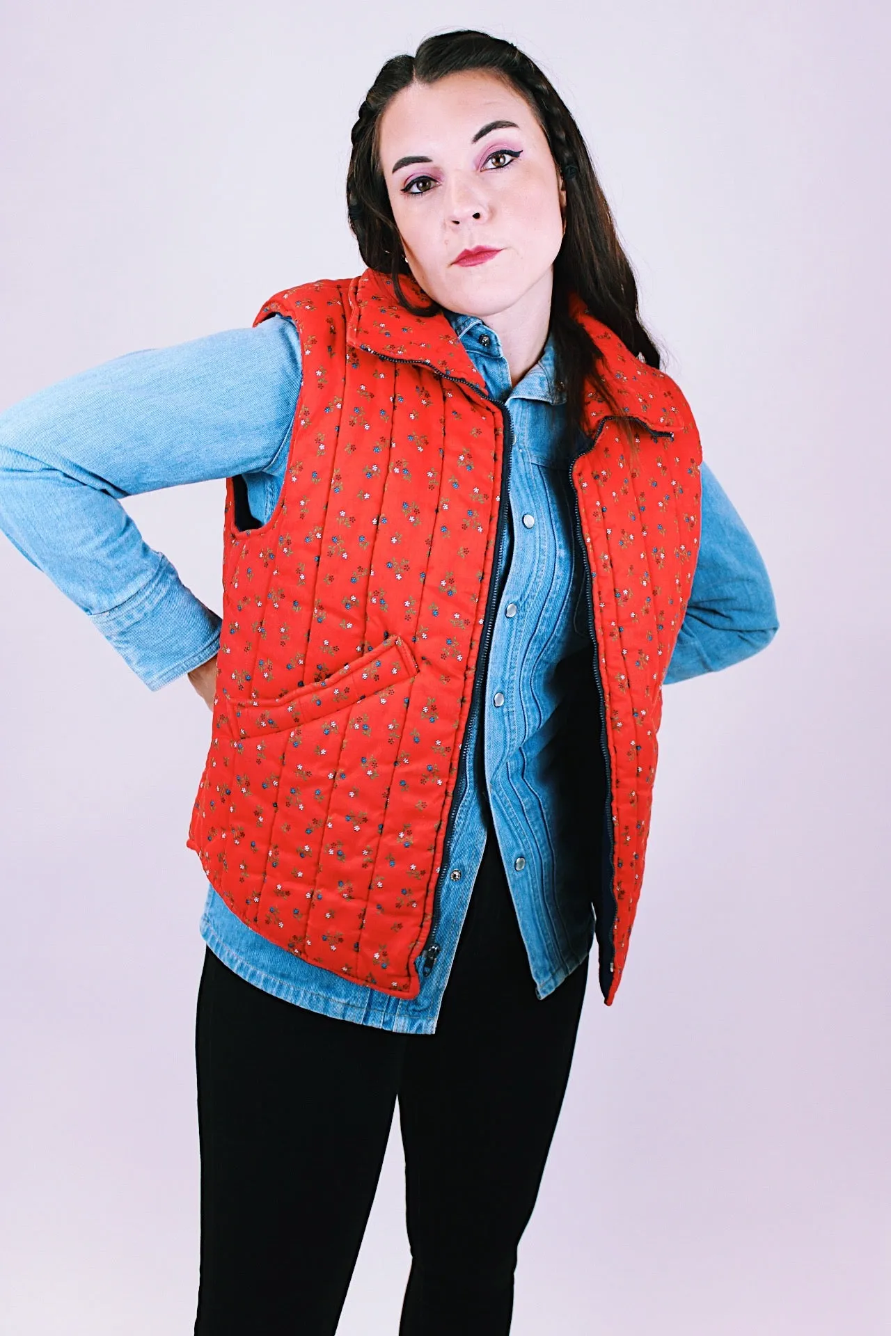 Floral Printed Puffer Vest