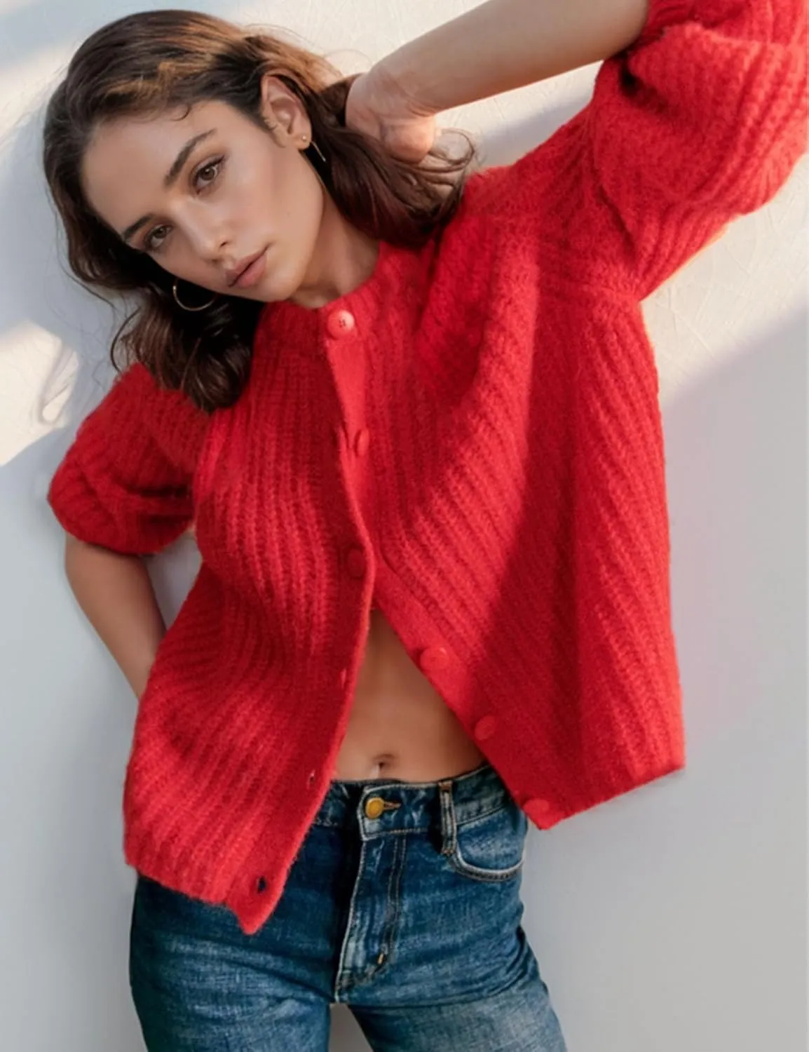 Flygo Women's Cardigan Sweater 2024 Fall Winter Chunky Long Sleeve Button Open Front Knit Solid Loose Cardigans Sweaters