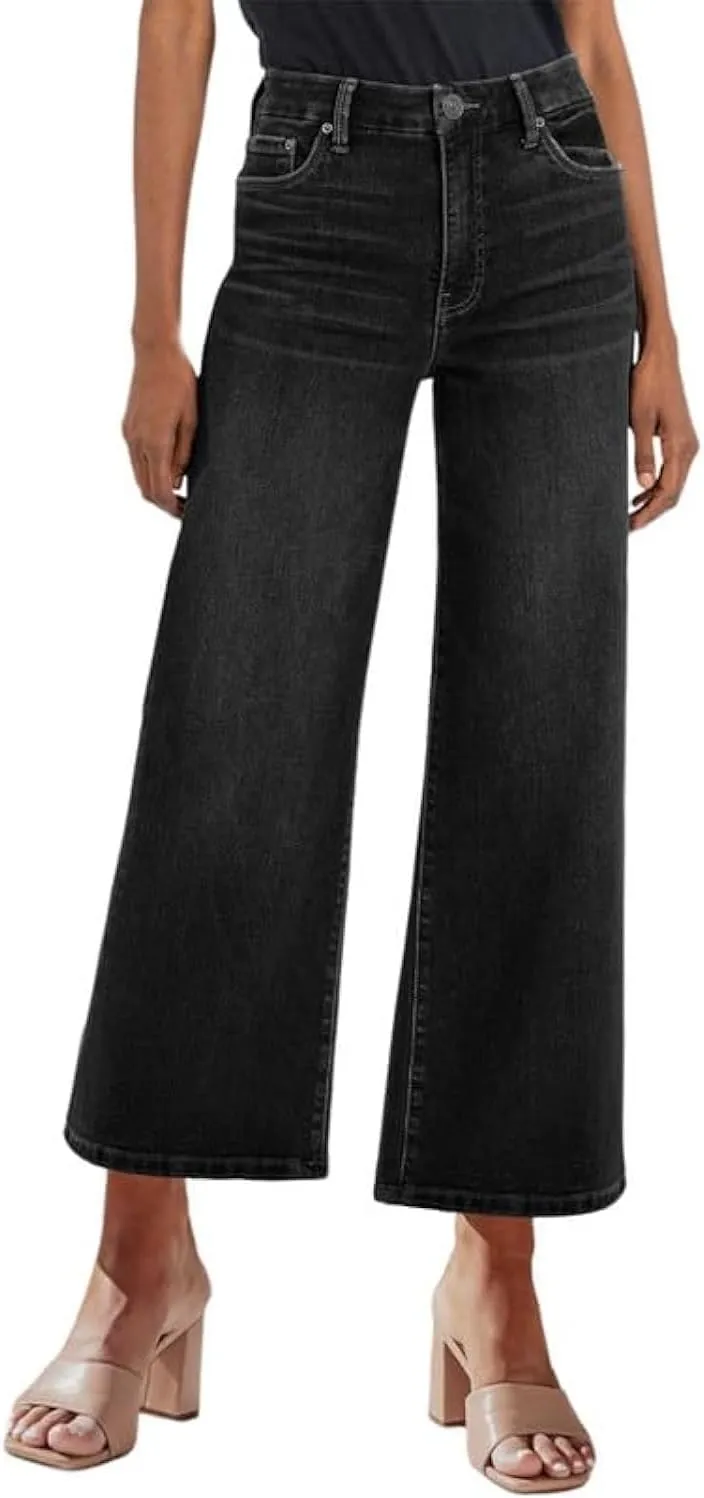 Genleck Women's Wide Leg Jeans  Trendy Cropped Loose Jeans High Waisted Stretchy Capri Denim Pants Baggy Trousers 2024