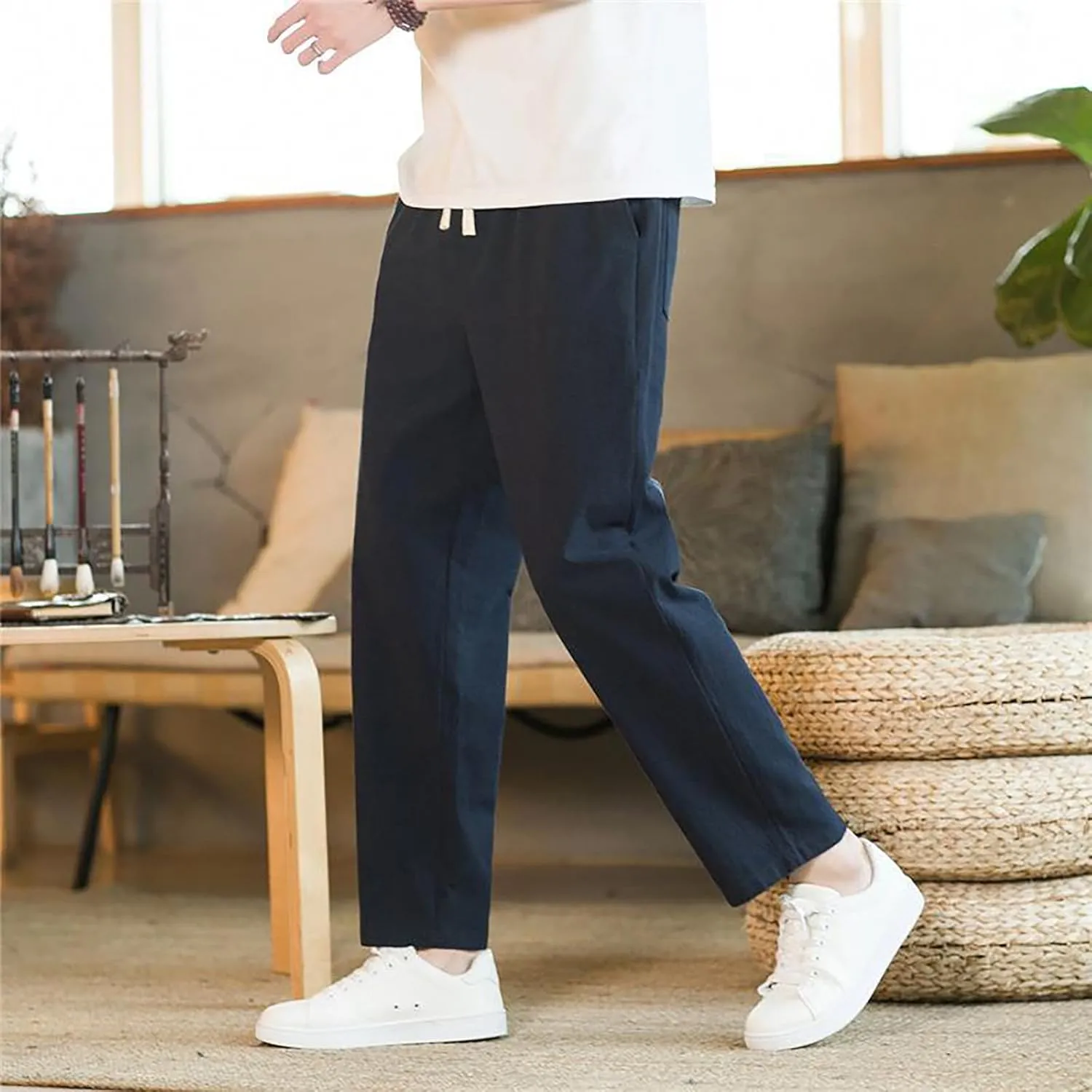 GIERIDUC Casual Loose Pant for Men Men's Flat Front Relaxed Straight Pant Mens Cargo Pants Slim Fit Dress Pants for Big Guys