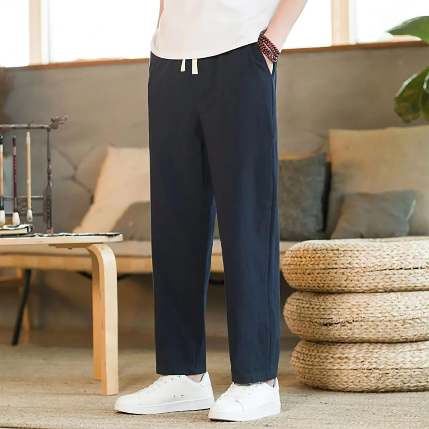 GIERIDUC Casual Loose Pant for Men Men's Flat Front Relaxed Straight Pant Mens Cargo Pants Slim Fit Dress Pants for Big Guys