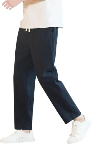 GIERIDUC Casual Loose Pant for Men Men's Flat Front Relaxed Straight Pant Mens Cargo Pants Slim Fit Dress Pants for Big Guys