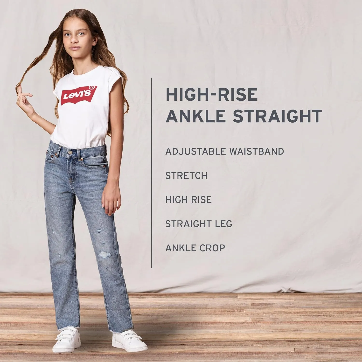 Girls' High Rise Straight Fit Jeans