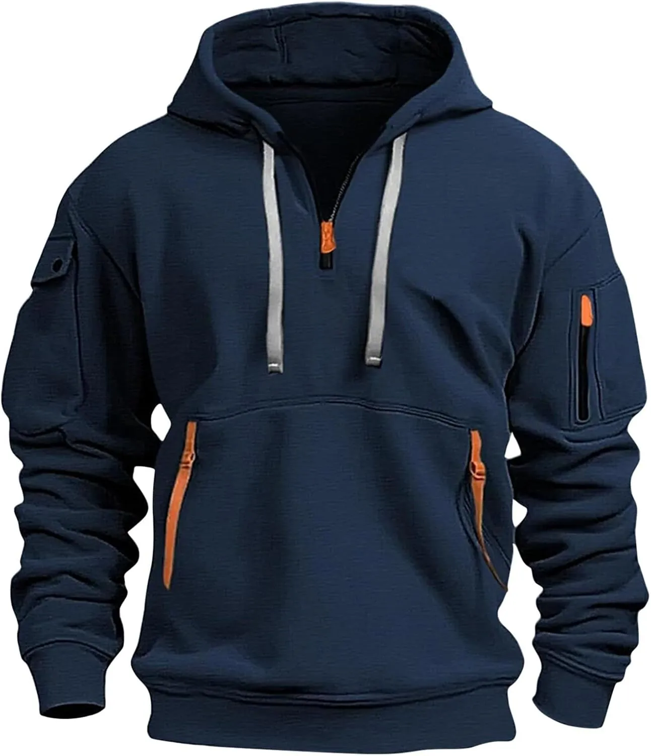 GOFULY Hoodies For Men Tactical Quarter Zip Pullover Stylish Sweatshirt Long Sleeve Big And Tall Hoodies With Pocket 2024