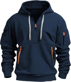 GOFULY Hoodies For Men Tactical Quarter Zip Pullover Stylish Sweatshirt Long Sleeve Big And Tall Hoodies With Pocket 2024