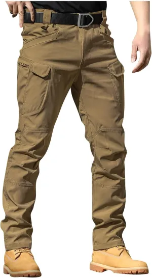 GOFULY Mens Cargo Pants Work Ripstop Stretch Construction Pants Slim Fit Casual Trousers Tall Baggy Pants with Multi Pockets