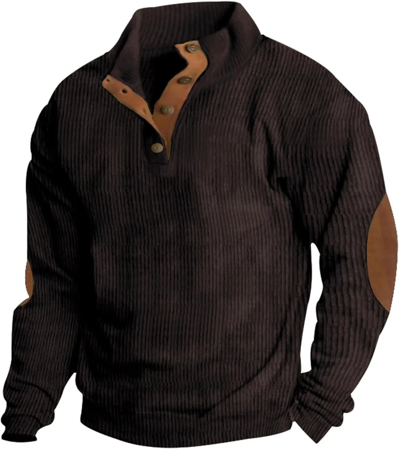 GOFULY Men'S Corduroy Sweatshirt Stand Collar Henley Quarter Button Pullover Long Sleeve Quilted Jacket Big And Tall Outfits