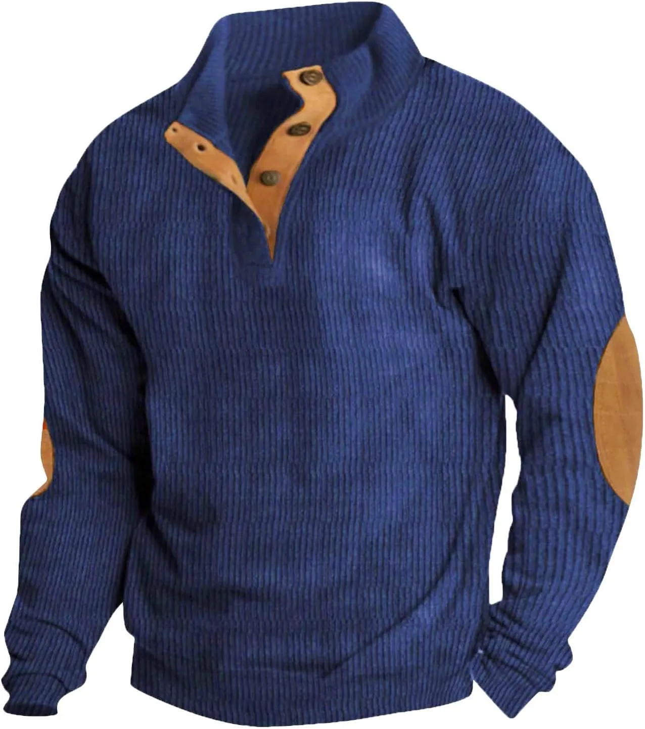 GOFULY Men'S Corduroy Sweatshirt Stand Collar Henley Quarter Button Pullover Long Sleeve Quilted Jacket Big And Tall Outfits