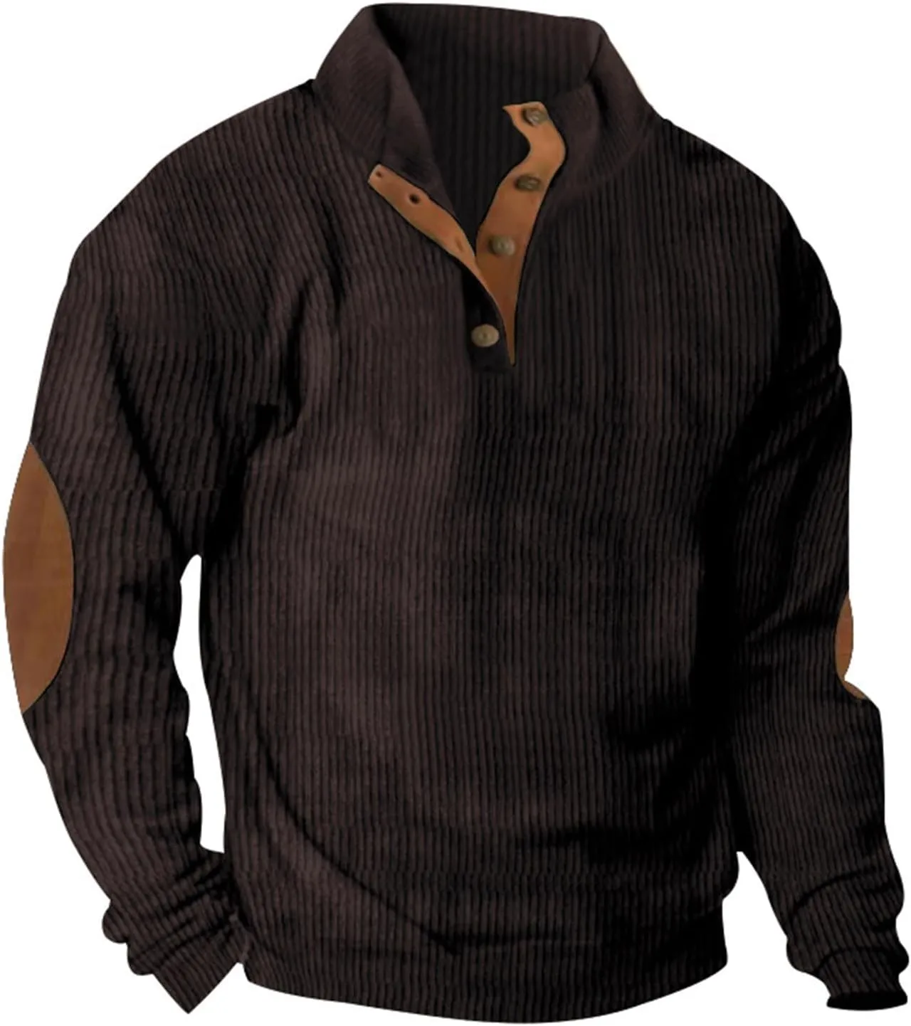 GOFULY Men'S Corduroy Sweatshirt Stand Collar Henley Quarter Button Pullover Long Sleeve Quilted Jacket Big And Tall Outfits