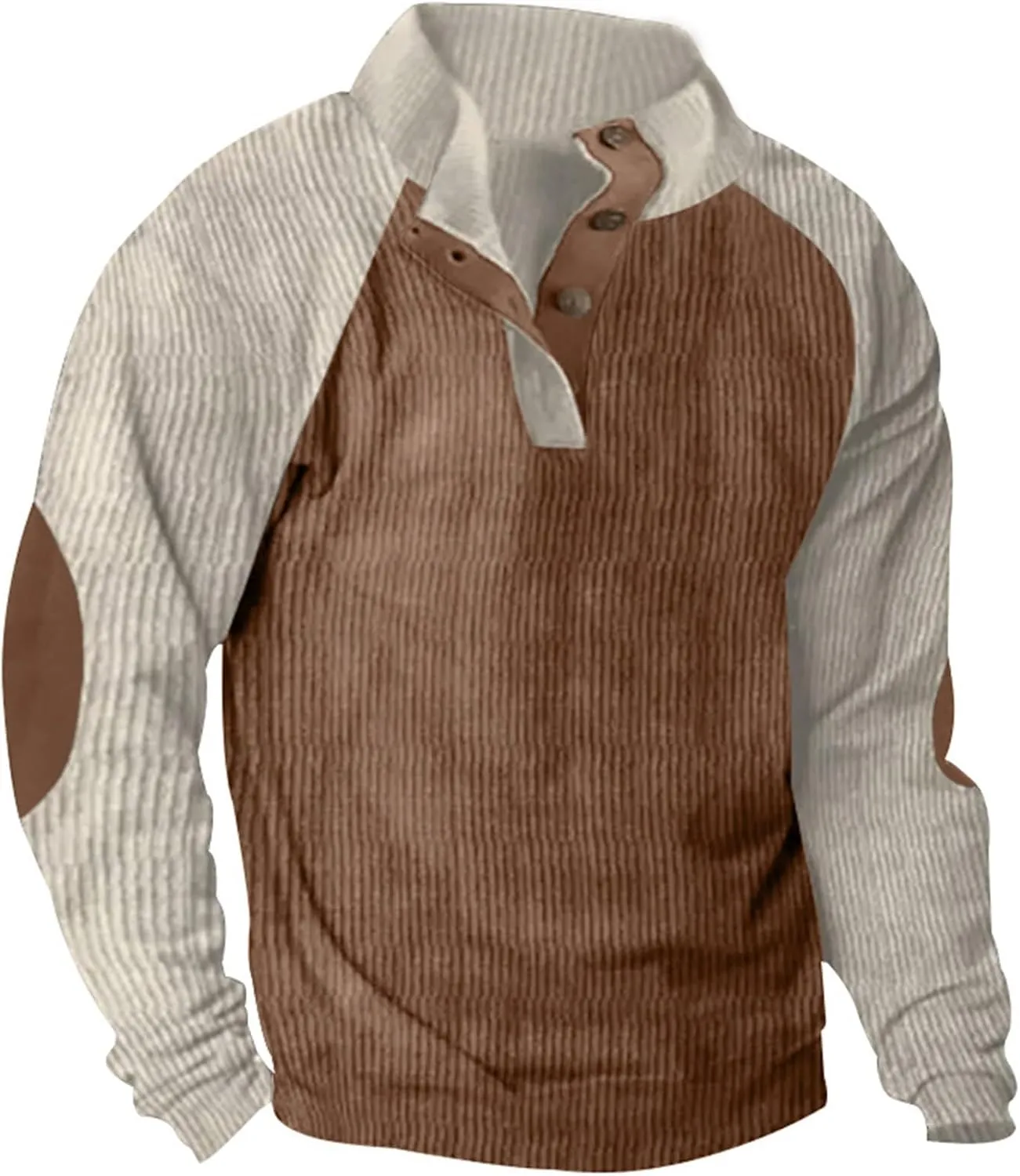 GOFULY Men'S Quilted Fall Sweatshirt Corduroy Henley Butto Down Jacket Casual Stand Collar Pullover Long Sleeve 2024 Sweaters