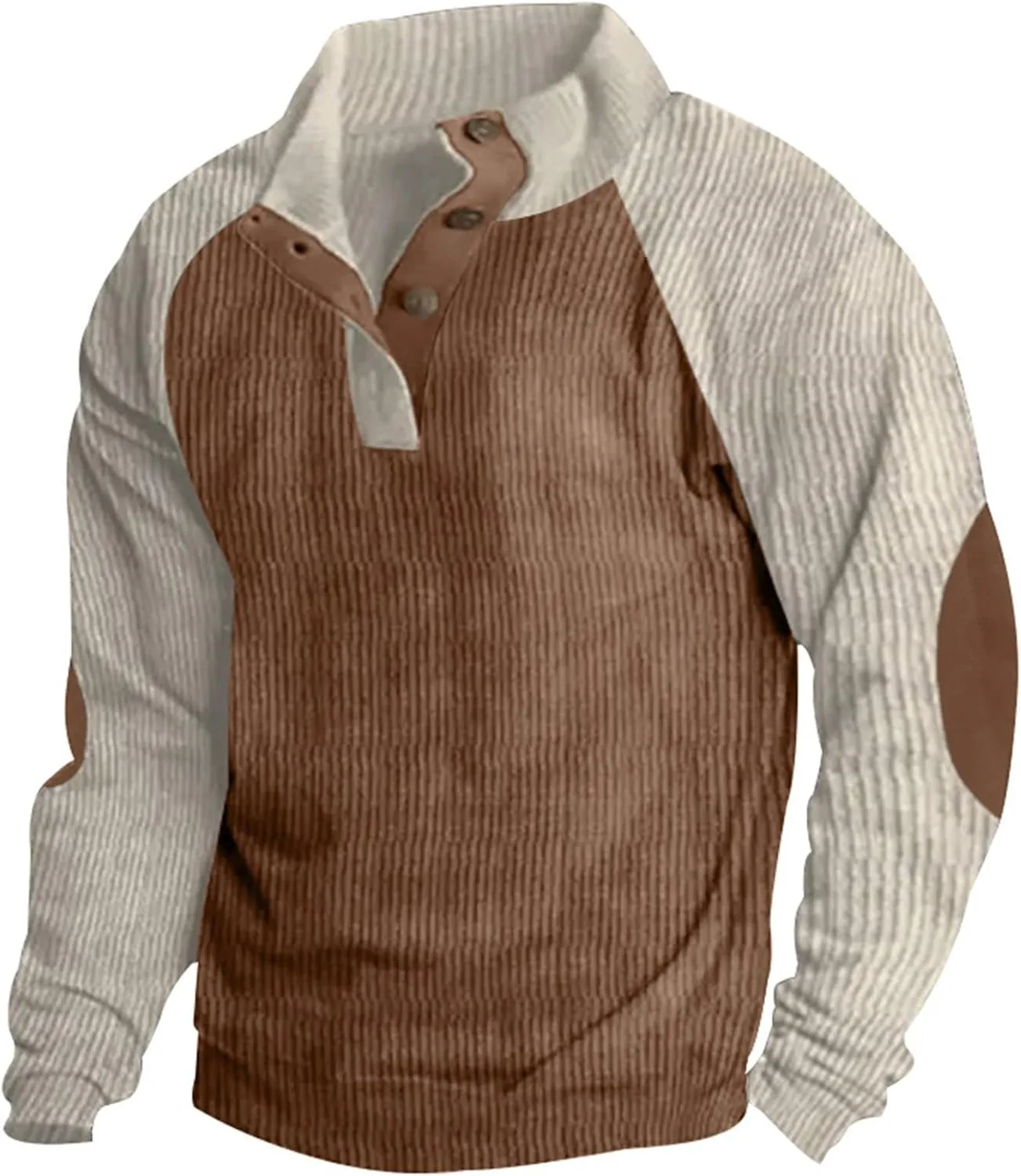 GOFULY Men'S Quilted Fall Sweatshirt Corduroy Henley Butto Down Jacket Casual Stand Collar Pullover Long Sleeve 2024 Sweaters