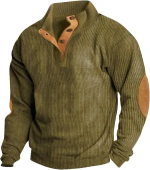 GOFULY Men'S Quilted Fall Sweatshirt Corduroy Henley Butto Down Jacket Casual Stand Collar Pullover Long Sleeve 2024 Sweaters