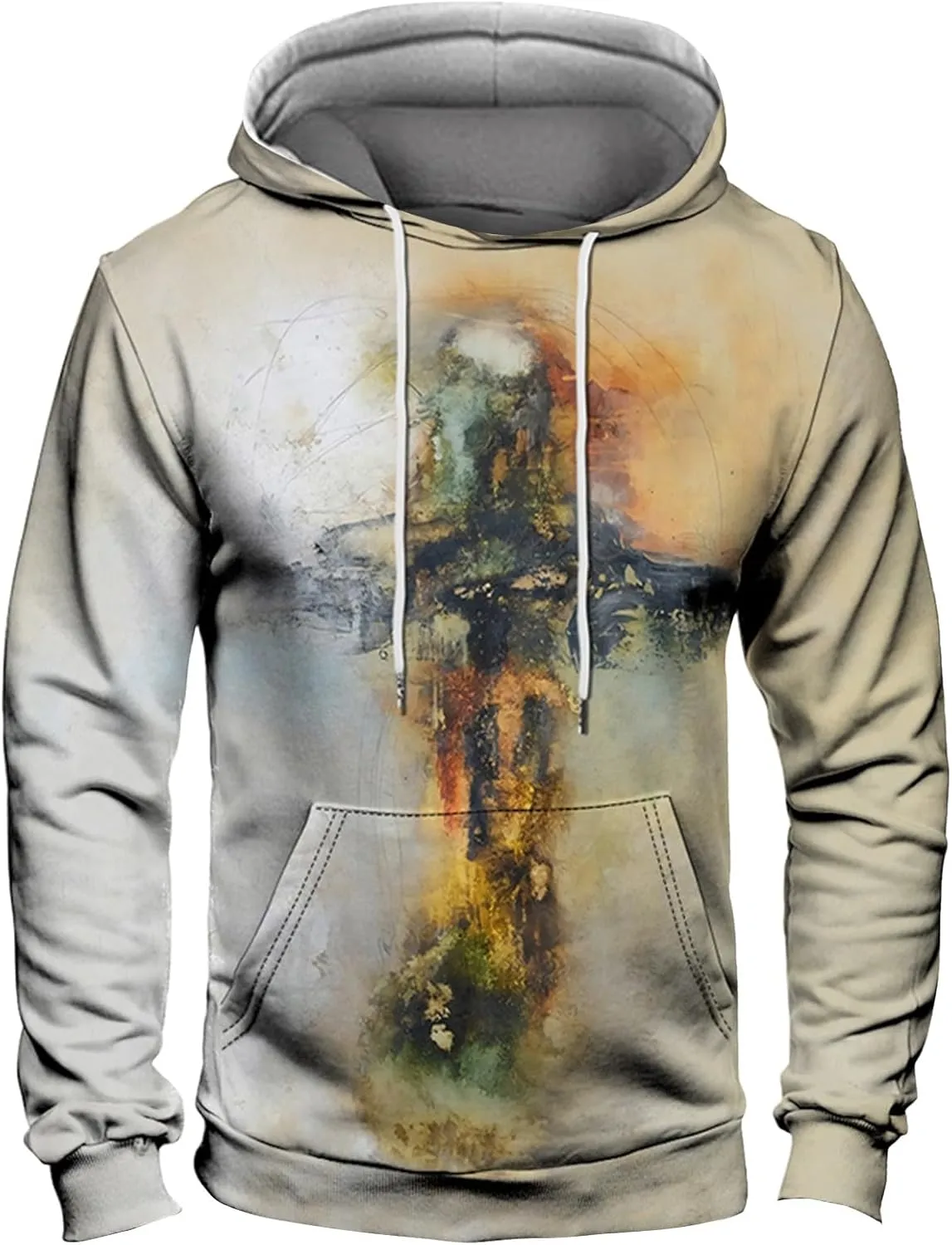 GOFULY Sweatshirt For Men Streetwear Fall Hoodies Long Sleeve Drawstring Hoodie Pullover Winter 3D Print Clothes With Pockets