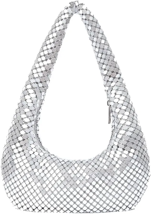 Golden Aluminum Clutch Bag - Dazzling Rhinestone Evening Purse for Women, Handheld & Underarm Stylish Shimmer Party Clutch