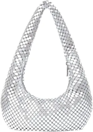 Golden Aluminum Clutch Bag - Dazzling Rhinestone Evening Purse for Women, Handheld & Underarm Stylish Shimmer Party Clutch