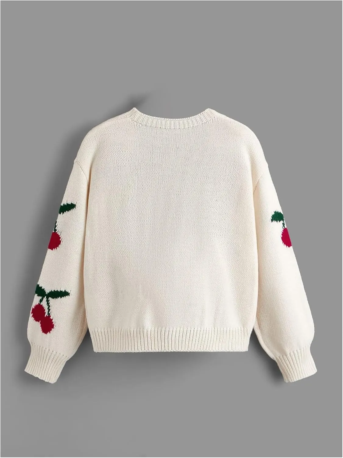 GORGLITTER Girl's Cherry Pattern Open Front Cardigan Long Sleeve Lightweight Knit Sweater Tops