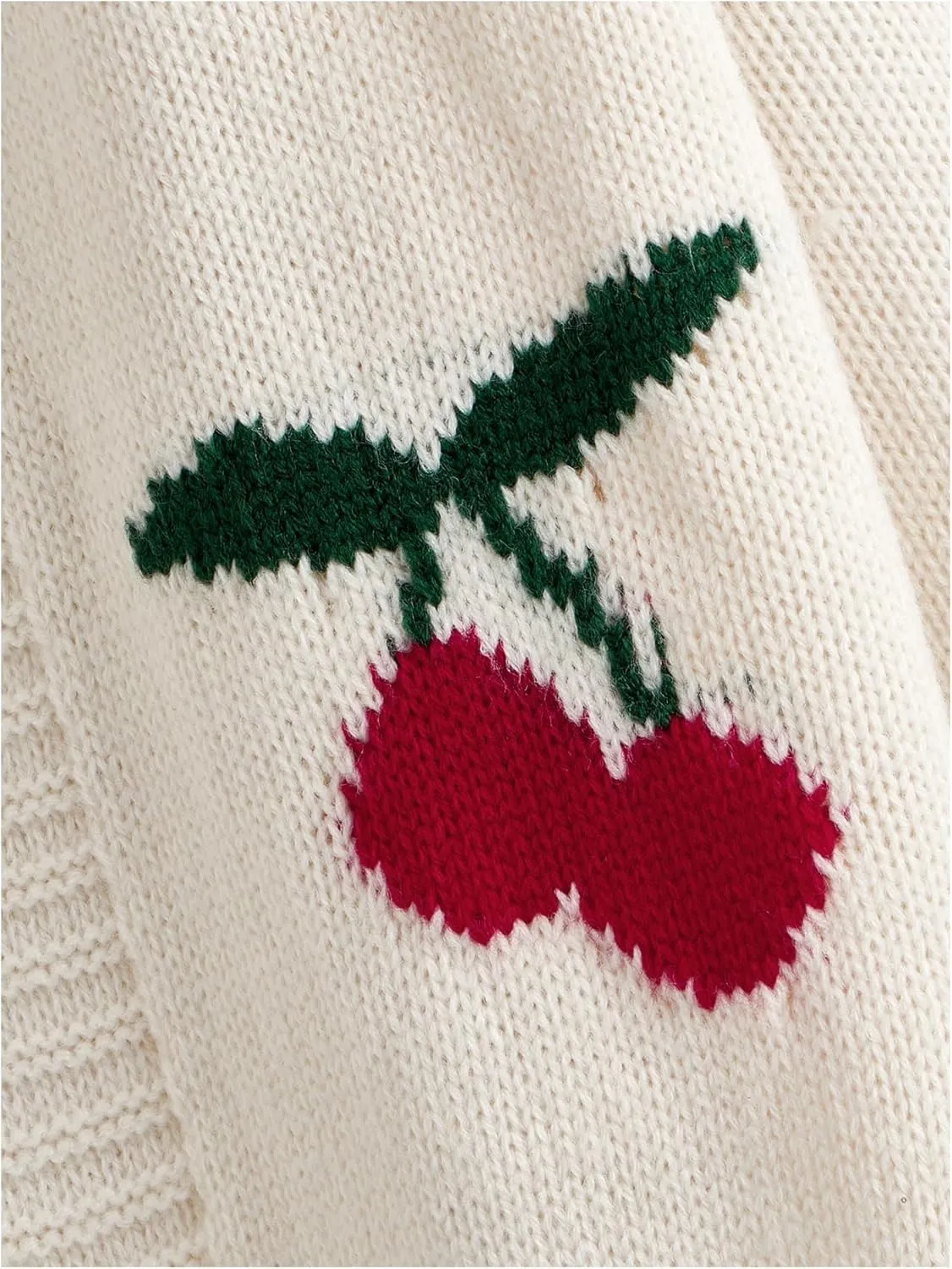 GORGLITTER Girl's Cherry Pattern Open Front Cardigan Long Sleeve Lightweight Knit Sweater Tops