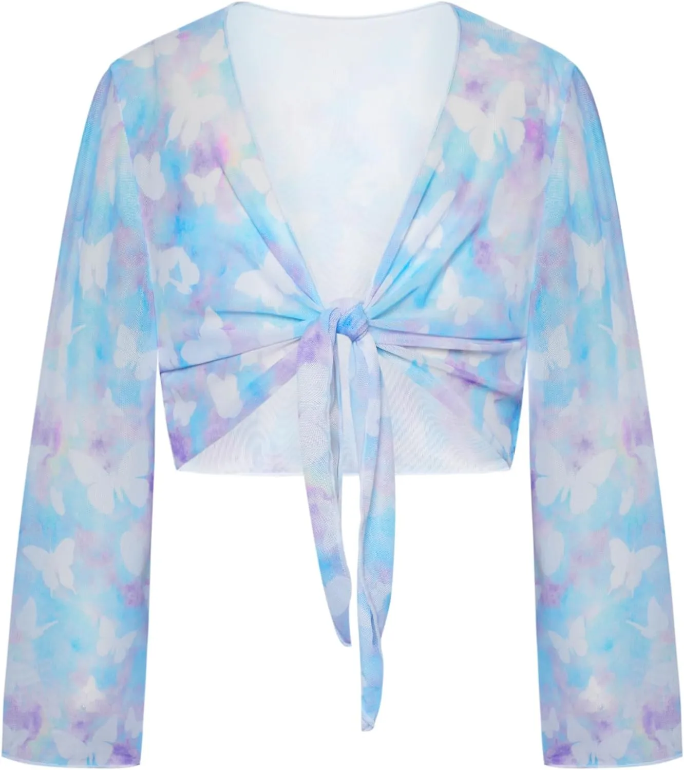GRACE KARIN Girls Bathing Suit Adjustable Taniki Swimsuit Tie Front 4 Piece Bikini Set with Kimono Cover Up 6-14