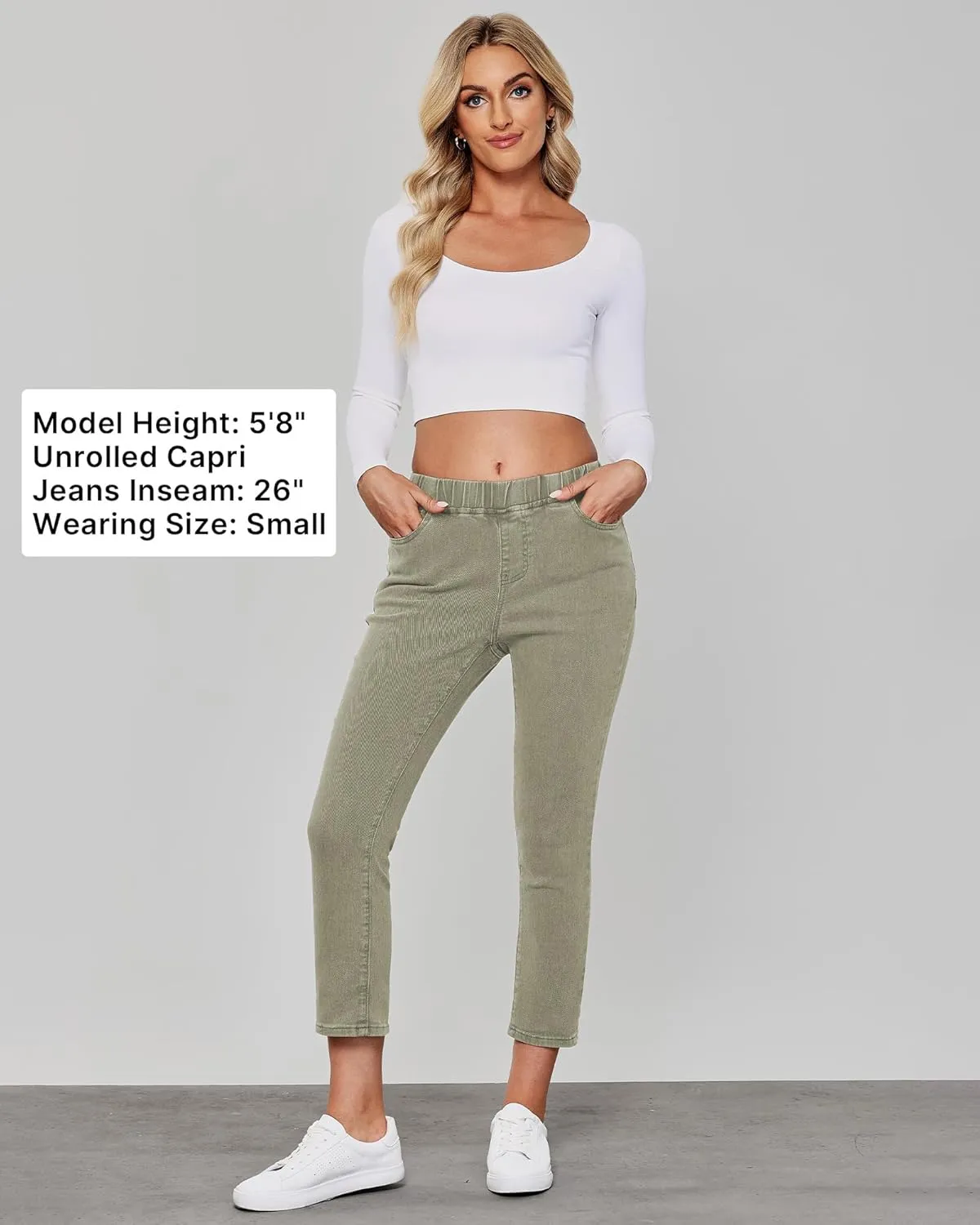 GRAPENT Pull On Jeans for Women High Waisted Skinny Capri Pants Trendy Stretch Denim Cropped Jeans Crop Jeggings Capris