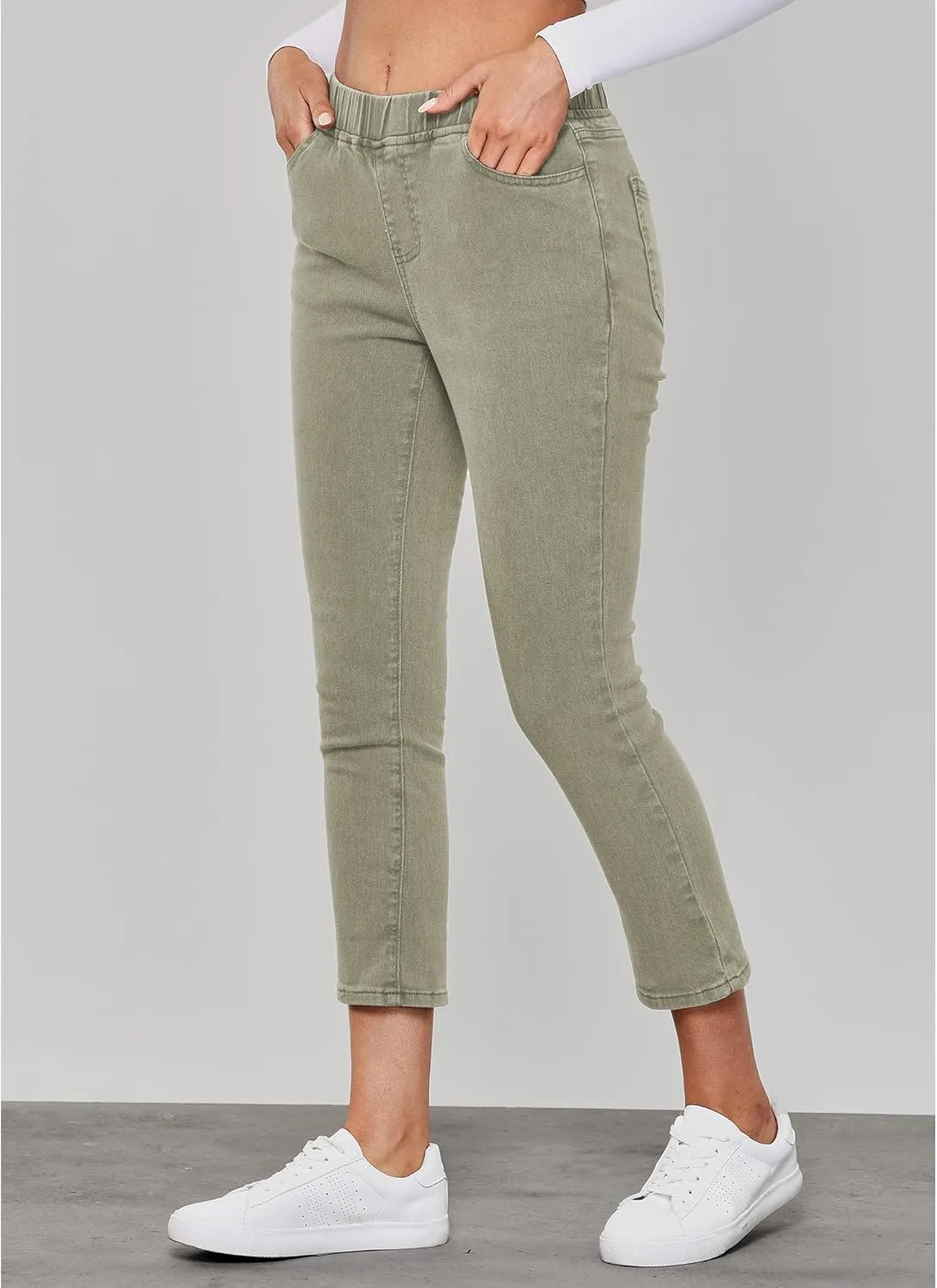 GRAPENT Pull On Jeans for Women High Waisted Skinny Capri Pants Trendy Stretch Denim Cropped Jeans Crop Jeggings Capris
