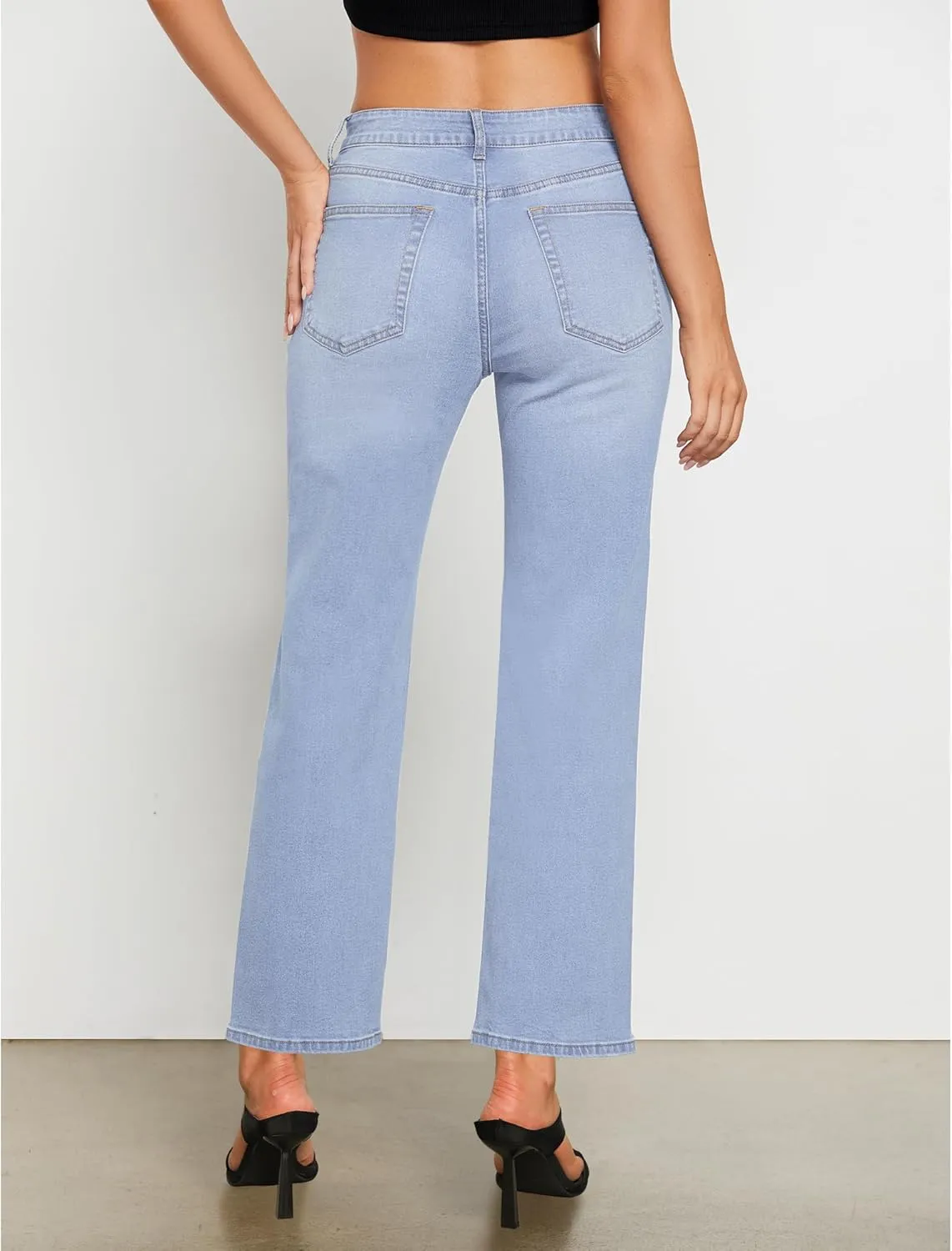 GRAPENT Straight Leg Jeans for Women High Waisted Trendy Ankle Length Forward Seams Stretchy Denim Pants Baggy Jeans