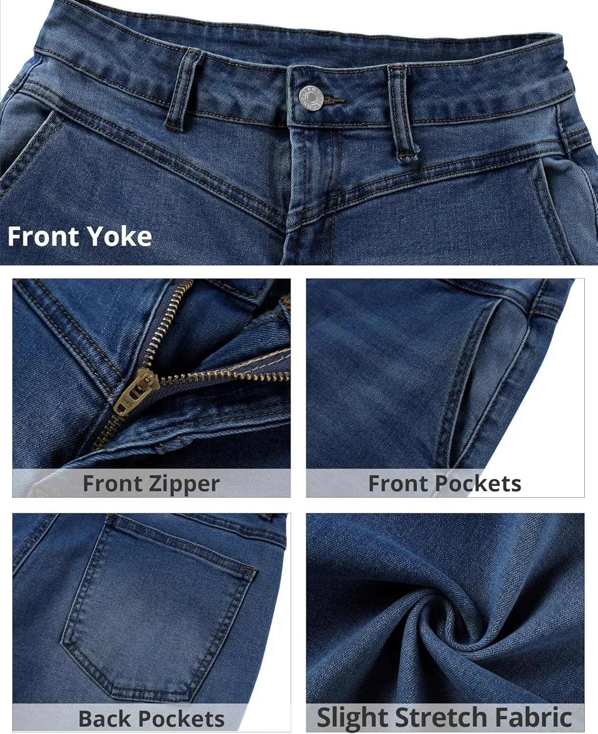 GRAPENT Wide Leg Jeans for Women Trendy Cropped High Waisted Front Yoke Casual Stretchy Denim Trousers Ankle Pants Jeans