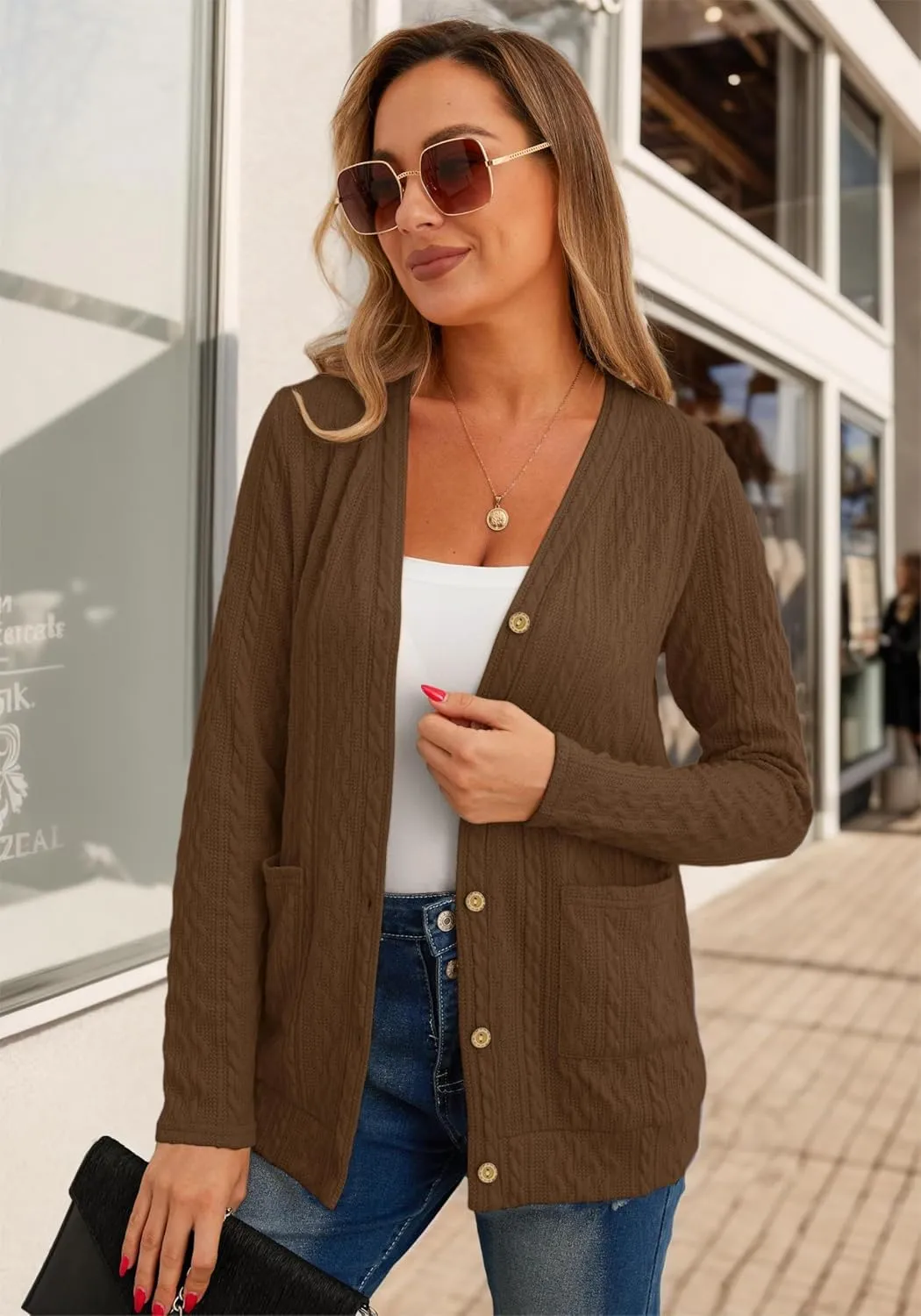 GRECERELLE Women's Lightweight Cardigan Sweater Casual Long Sleeve Knit Cardigan Open Front Outwear Jacket with Pockets