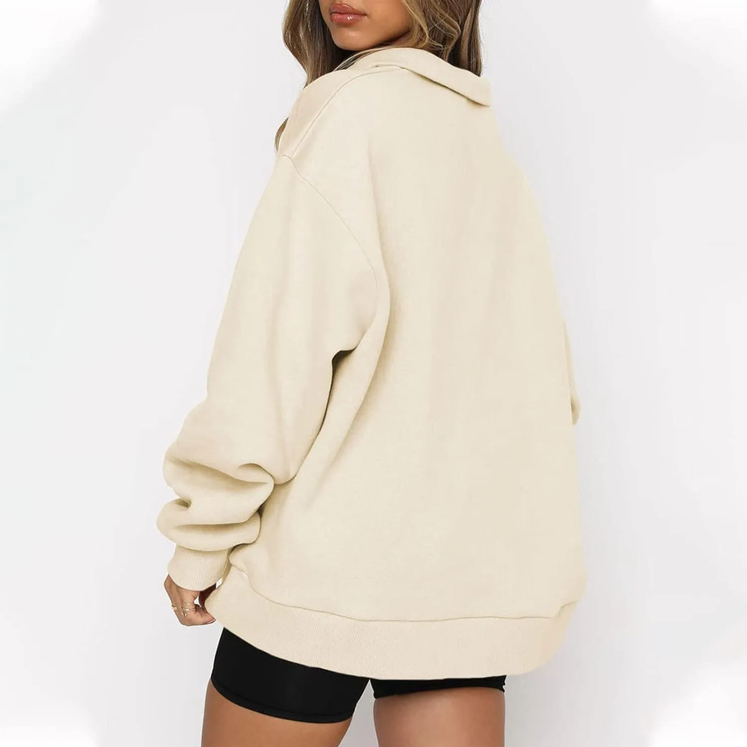 Half Zip Oversized Sweatshirt for Women Quarter Zip Hoodie Pullover Long Sleeve Sweater Teen Girls Fall Y2K Clothes