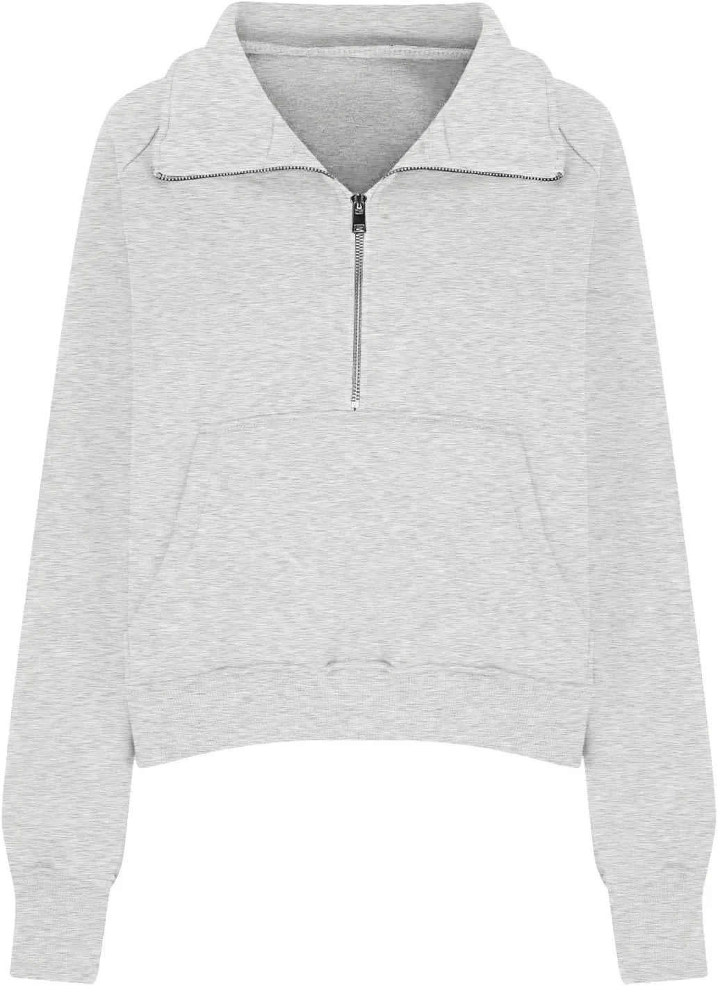 Half Zip Pullover Women Fleece Cropped Oversized Sweatshirt Pocket Quarter Zip Cute Sweatshirts with Thumb Holes