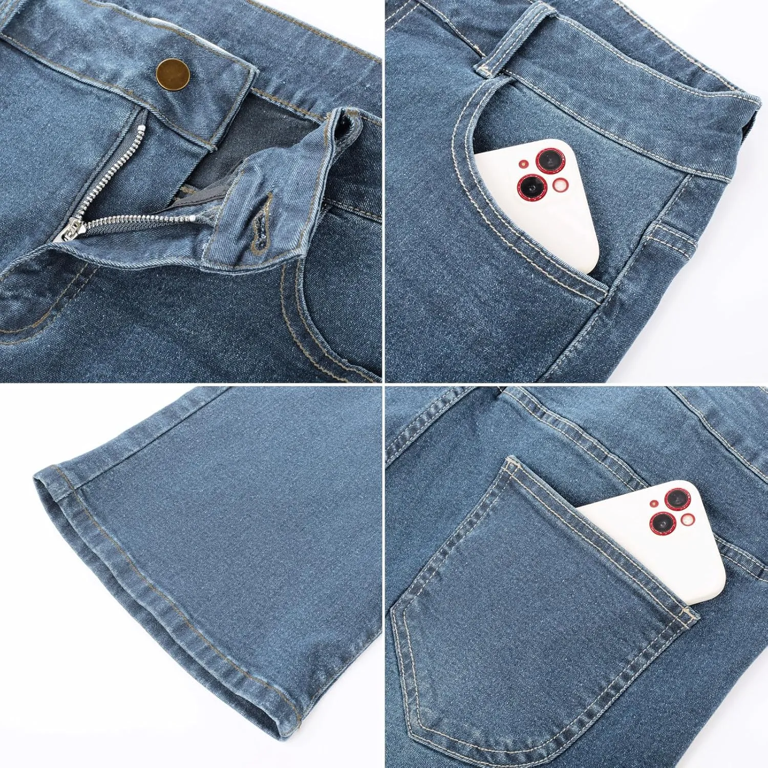 Hanna Nikole Women's Plus Size Wide Flared Jeans High Waisted Stretchy Bell Bottom Denim Jeans with Pockets