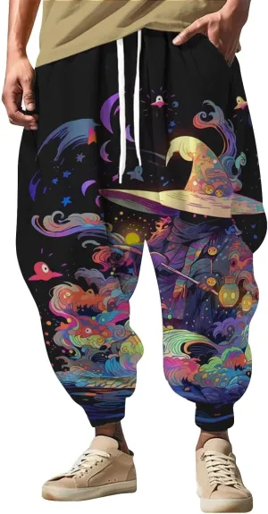 Harem Jogger Pant Print Fashion Street Feel Casual Sweatpants Funky Printed Plus Size Trousers Mens Baggy Pants