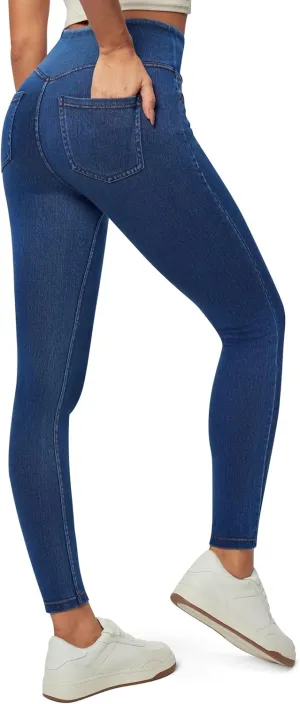 Heathyoga Jeggings for Women Tummy Control Skinny Stretchy Jeans for Women High Waist Pull on Jeans Leggings with Pockets