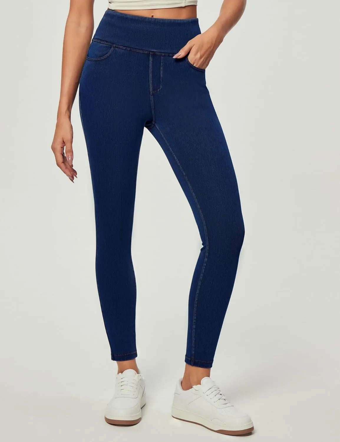 Heathyoga Jeggings for Women Tummy Control Skinny Stretchy Jeans for Women High Waist Pull on Jeans Leggings with Pockets