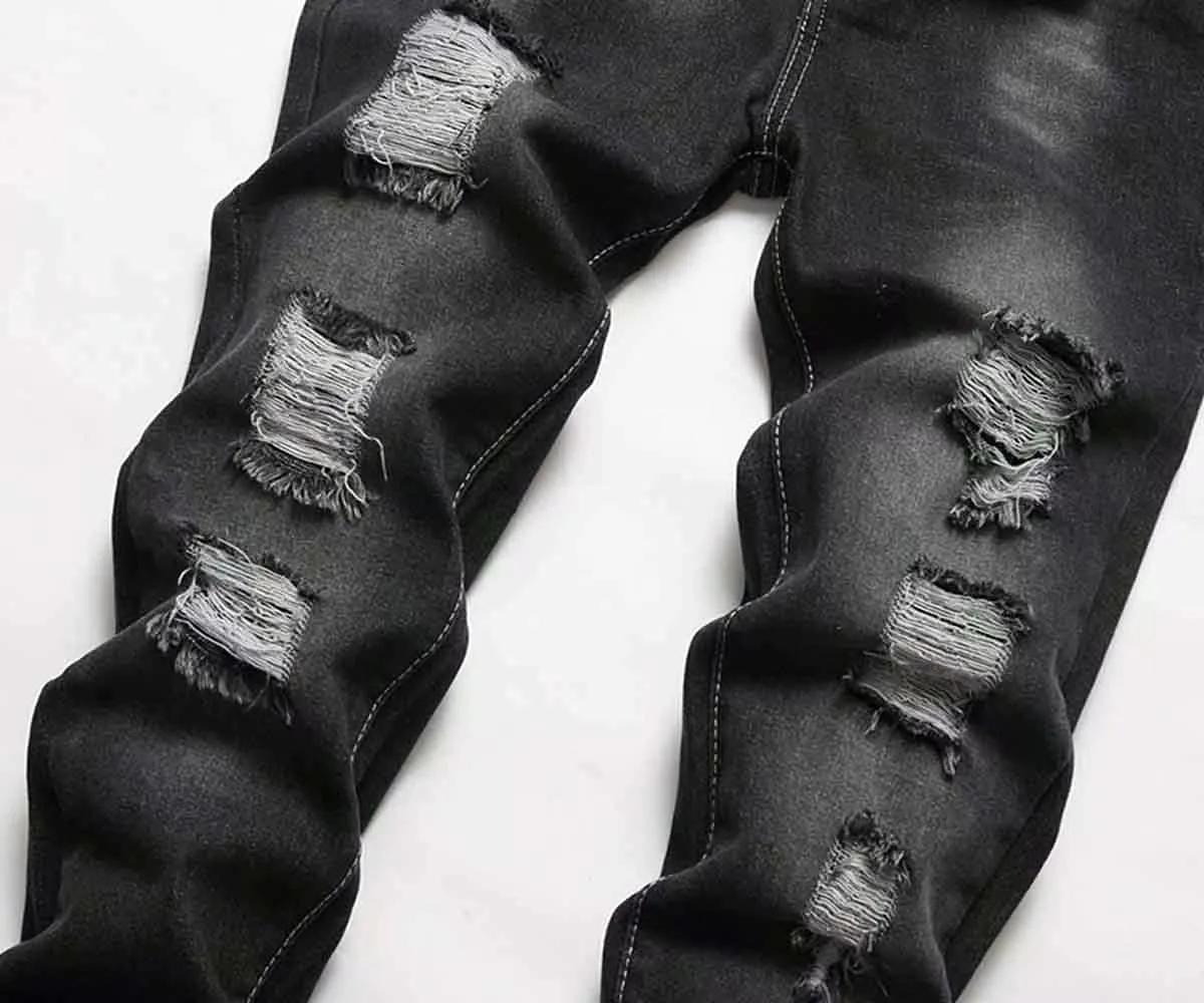 HENGAO Boy's Distressed Ripped Skinny Jeans