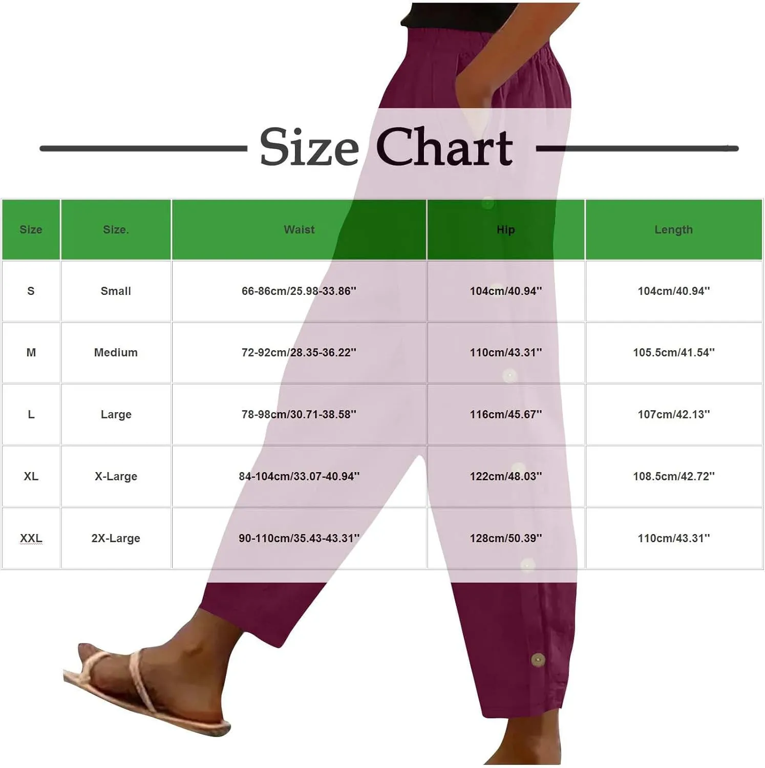 High Waisted Pants for Women Casual Linen Slacks Loose Wide Leg Trousers Side Button Elastic Waist Straight Pants