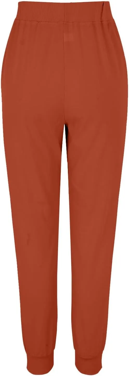 High Waisted Trousers Women Casual Ankle Length Tapered Pant Linen Drawstring Waist Summer Casual Pull On Sweatpant