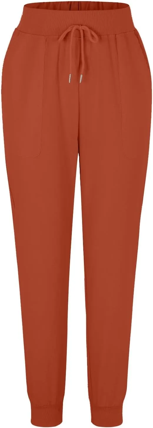 High Waisted Trousers Women Casual Ankle Length Tapered Pant Linen Drawstring Waist Summer Casual Pull On Sweatpant