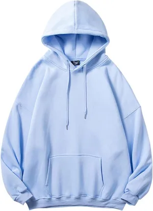 Hoodies for Men Men's Long Sleeve Drop Shoulder Solid Color Hooded Sweatshirts Casual Drawstring Hoodie with Pocket