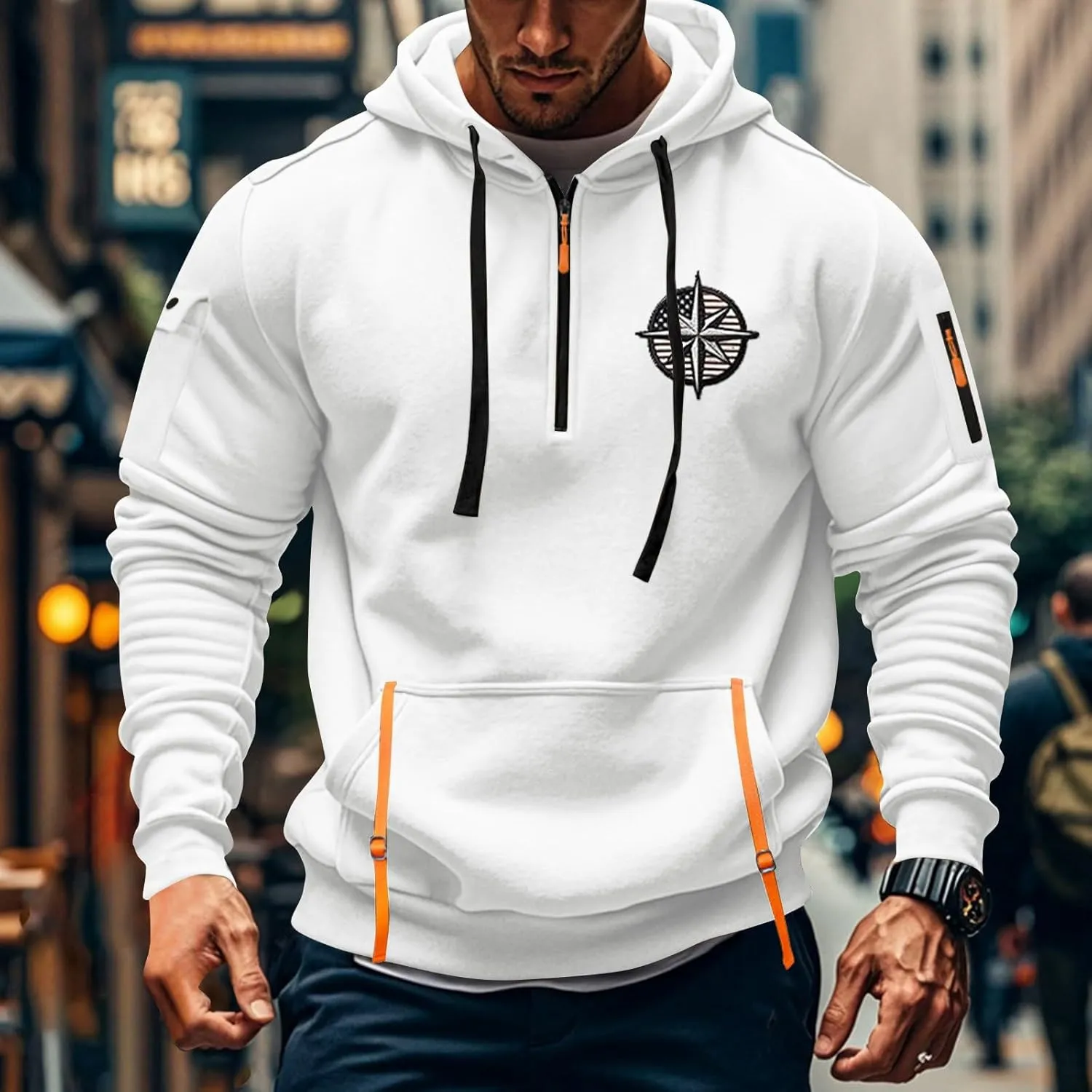 Hoodies For Men Tall Stylish Quarter Zip Pullovers Big And Tall Tactical Sweatshirts Long Sleeve Hoodies With Pockets